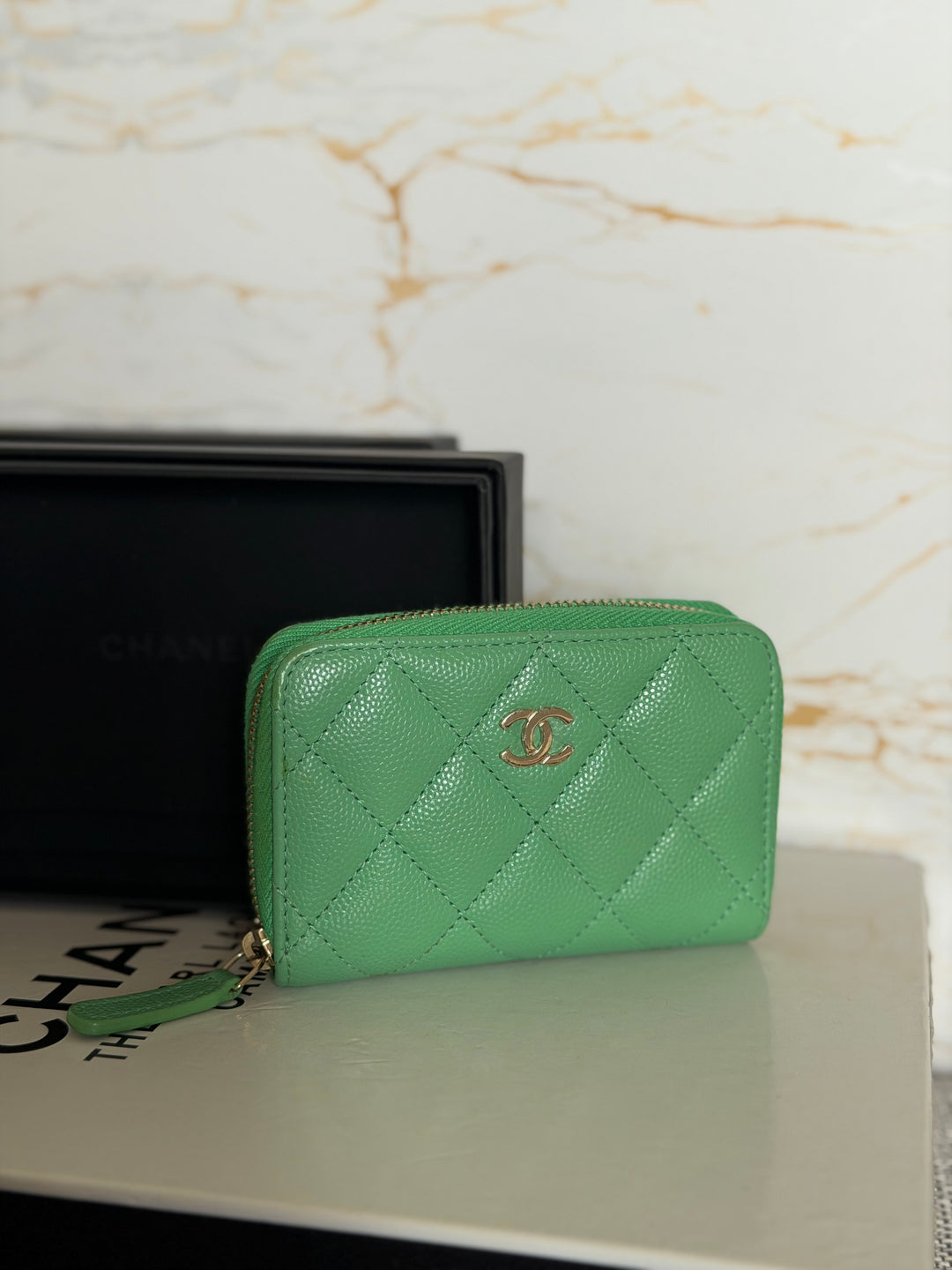 CHANEL 21P series 31 Green Caviar LGHW Zippy Coin Purse