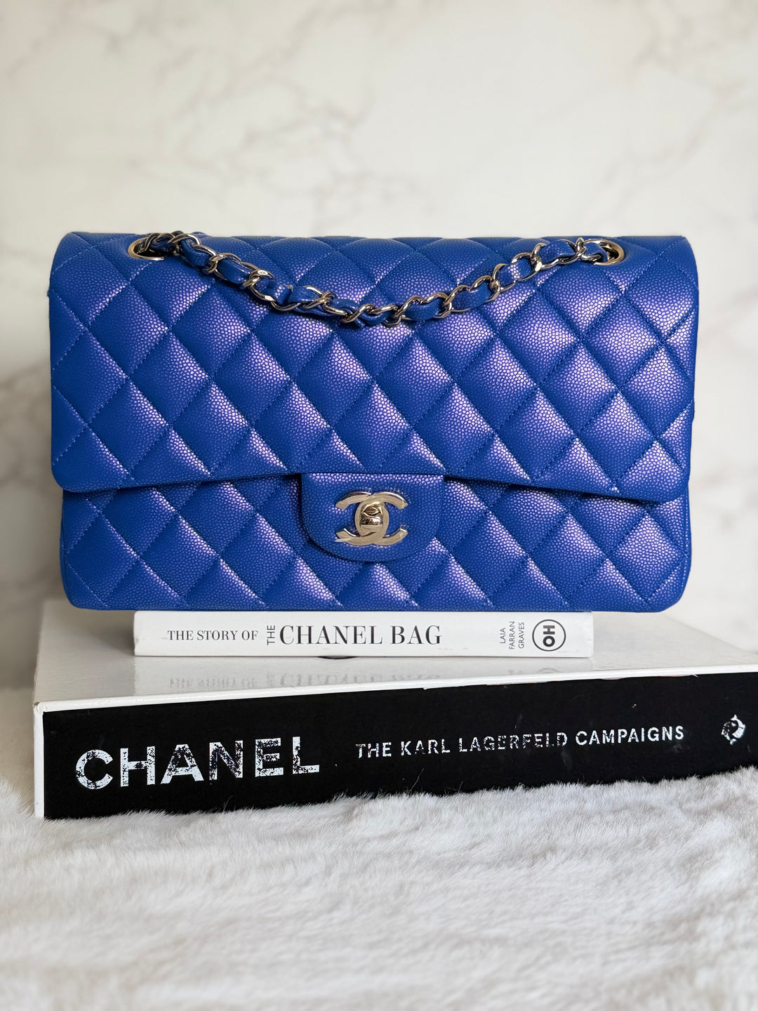 Chanel 21S series 31 Iridescent Electric Cobalt Blue Caviar LGHW Medium M/L timeless Classic double flap bag 2021