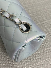 Load image into Gallery viewer, Chanel 21K collection 2021 Iridescent Light Blue Calf skin SHW Mini Rectangular Flap Bag
