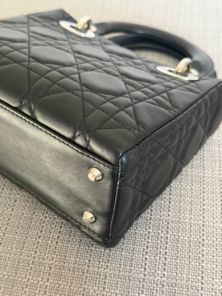 DIOR Lady Dior Mini Vintage Black Lambskin Silver hardware SHW 2006