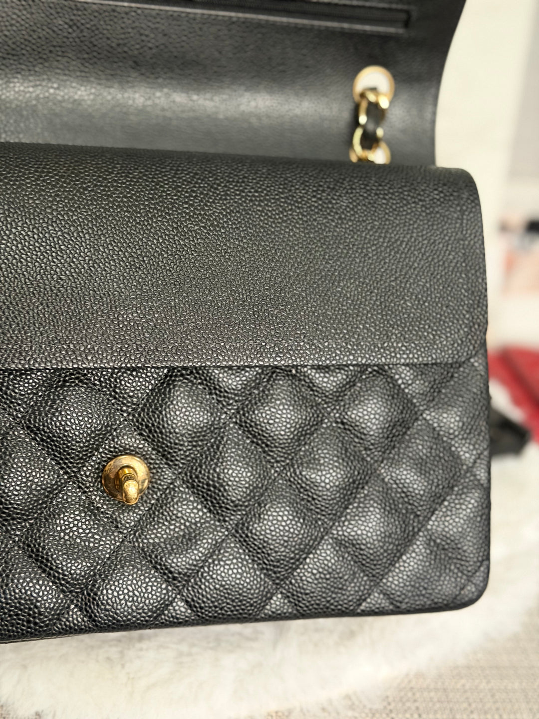 CHANEL series 17 Black Caviar GHW Jumbo Classic Double Flap Bag 2012