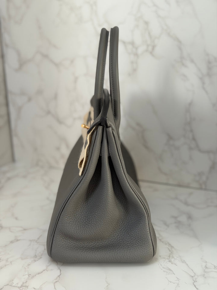 Hermes Birkin 30 Gris Meyer Togo Leather GHW Stamp U 2022