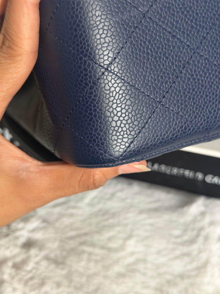 CHANEL series 13 Navy Caviar SHW Timeless Classic Jumbo Single Flap Bag 2010