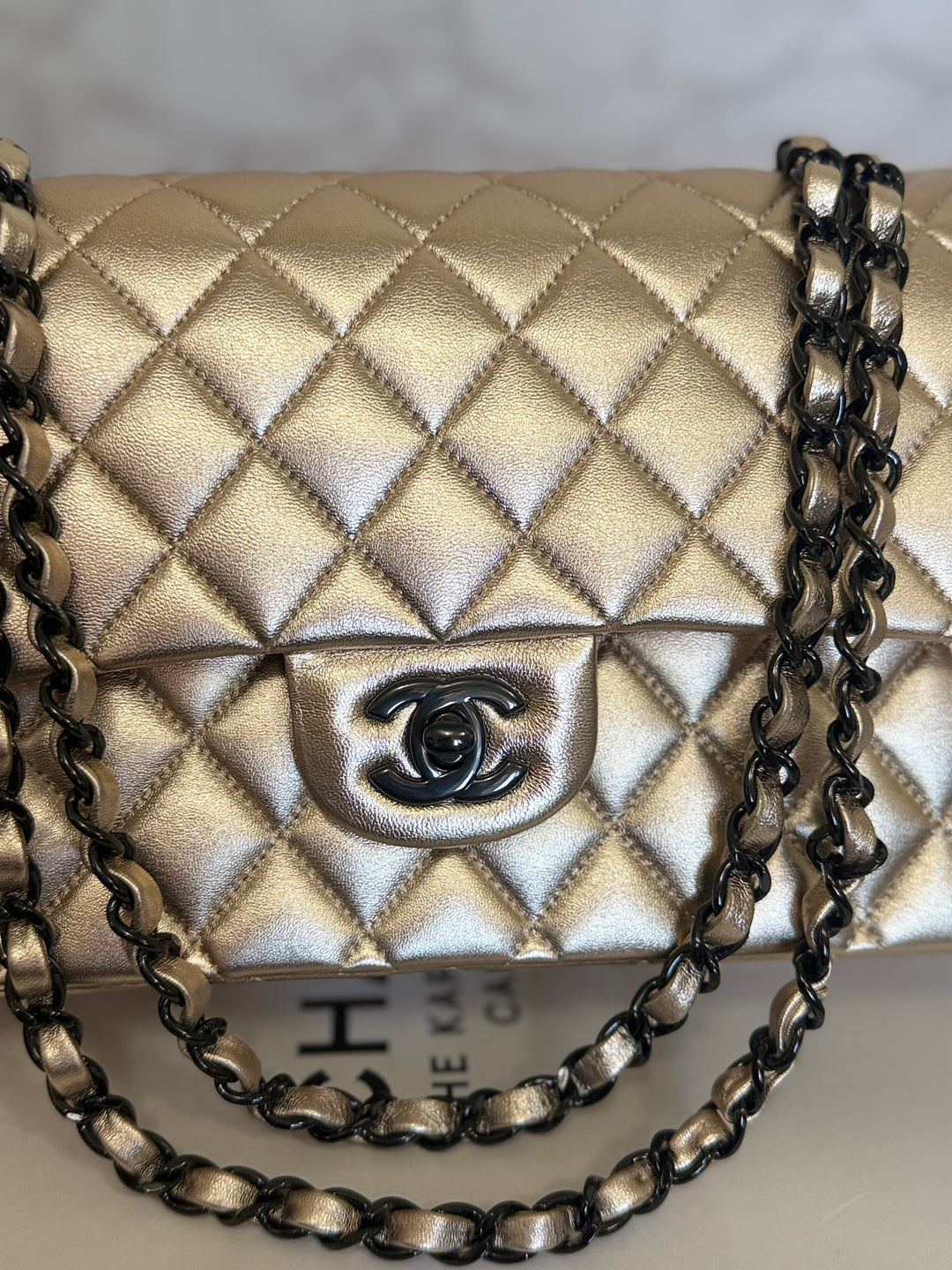 CHANEL series 31 Gold Metallic Lambskin So Black Hardware Medium ML timeless Classic Double Flap Bag 2020/2021