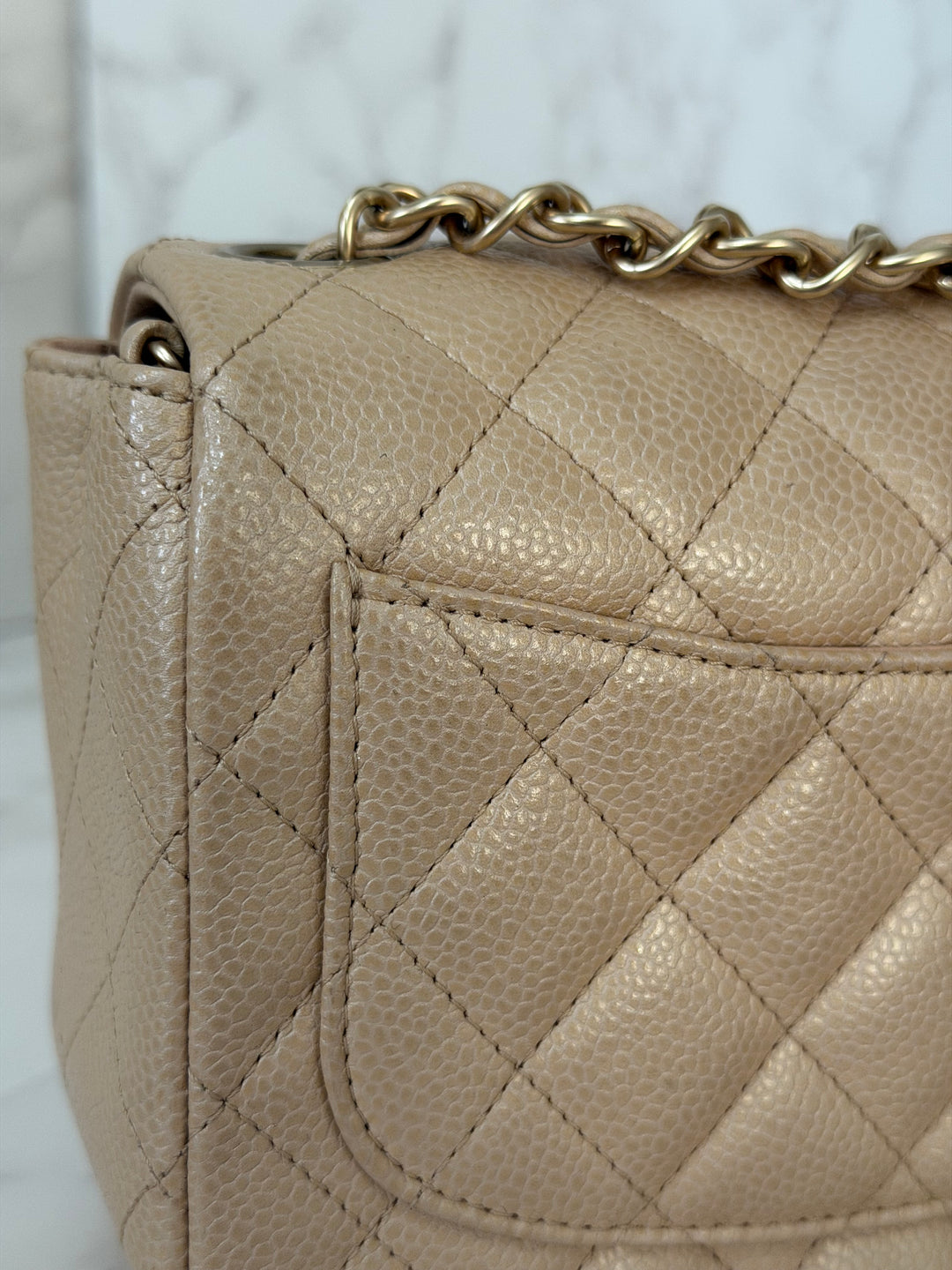 Chanel series 20 15C collection 2014/2015 Pearly Beige Caviar Brushed GHW Square Mini Flap Bag