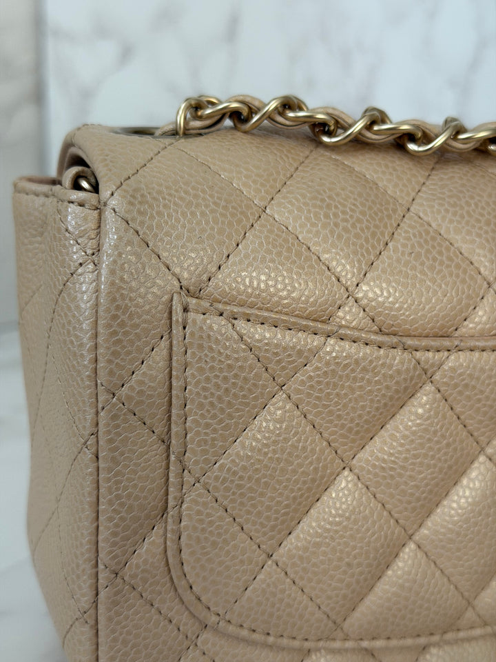 Chanel series 20 15C collection 2014/2015 Pearly Beige Caviar Brushed GHW Square Mini Flap Bag