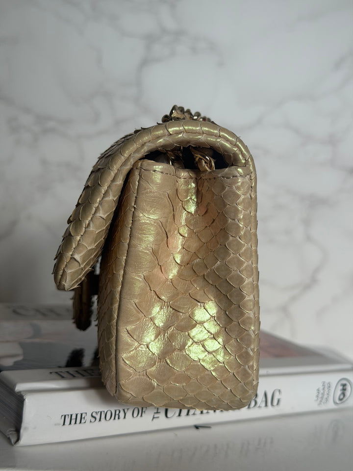 CHANEL series 20 Iridescent Ivory Llizard Exotic skin Extra Mini Rectangular Flap Bag LGHW