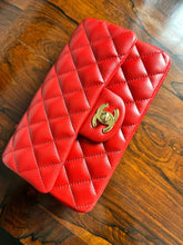 Load image into Gallery viewer, Chanel series 21 (2015) Red Lambskin LGHW Mini Rectangular Classic Flap Bag
