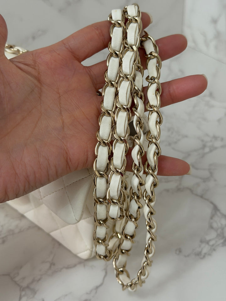 CHANEL series 23 2016 White Lambskin LGHW Mini Rectangular Flap Bag