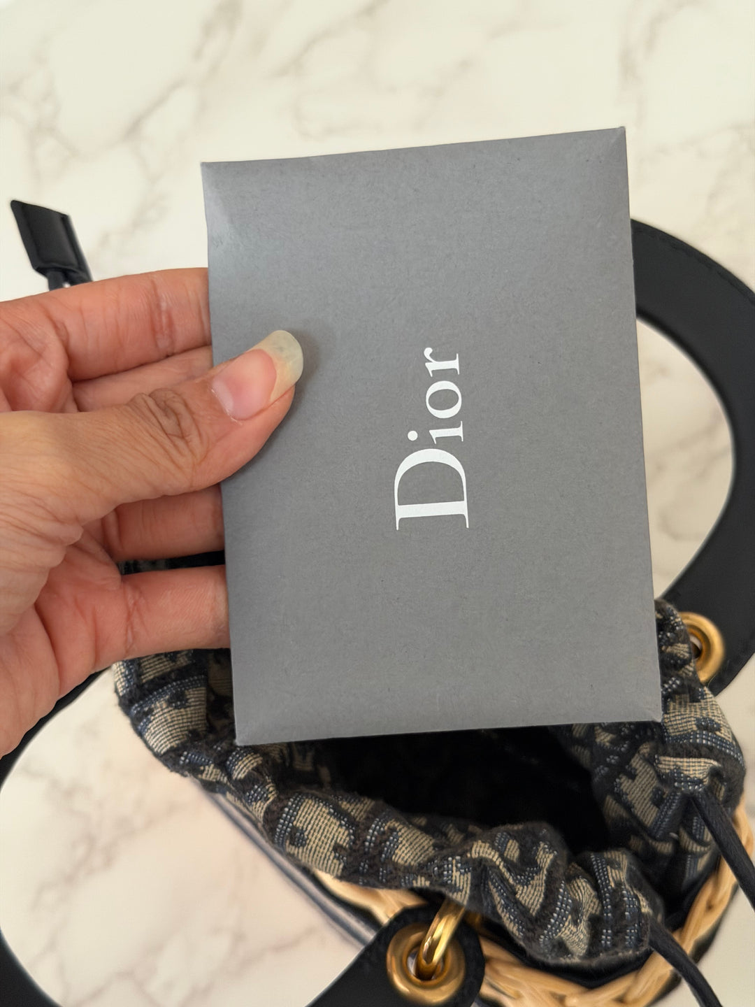 DIOR Lady Dior Wicker Bag Oblique Canvas in Black and Cream size Mini