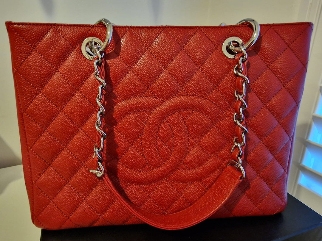 Chanel series 17 2012 Red Caviar SHW Grand Shopping Tote Bag (GST)