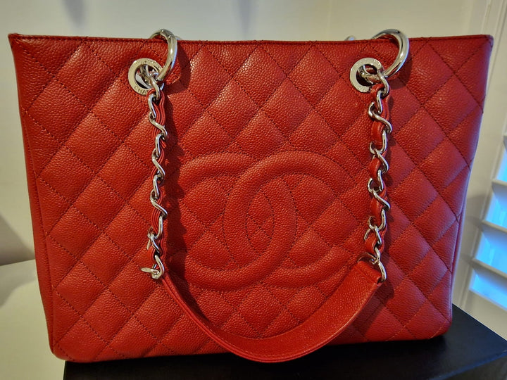 Chanel series 17 2012 Red Caviar SHW Grand Shopping Tote Bag (GST)