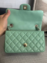 Load image into Gallery viewer, Chanel series 31 21C collection 2020/2021 Pastel Mint Green Lambskin Champagne GHW Mini Rectangular Flap Bag
