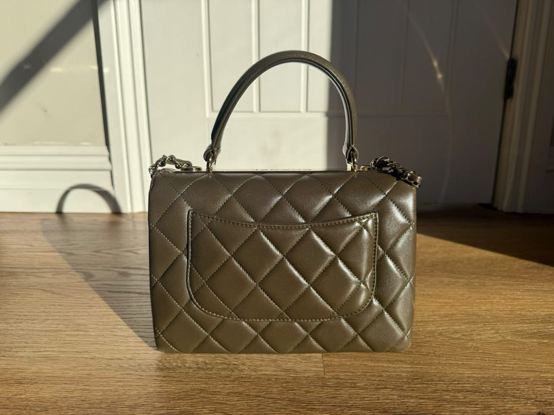 CHANEL series 23 2016 Khaki Green Lambskin LGHW Trendy CC Flap bag size Small with detachable chain