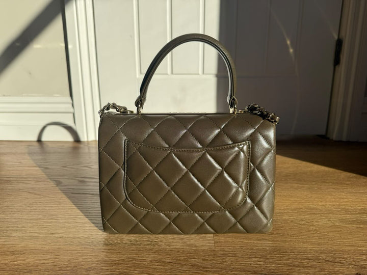 CHANEL series 23 2016 Khaki Green Lambskin LGHW Trendy CC Flap bag size Small with detachable chain