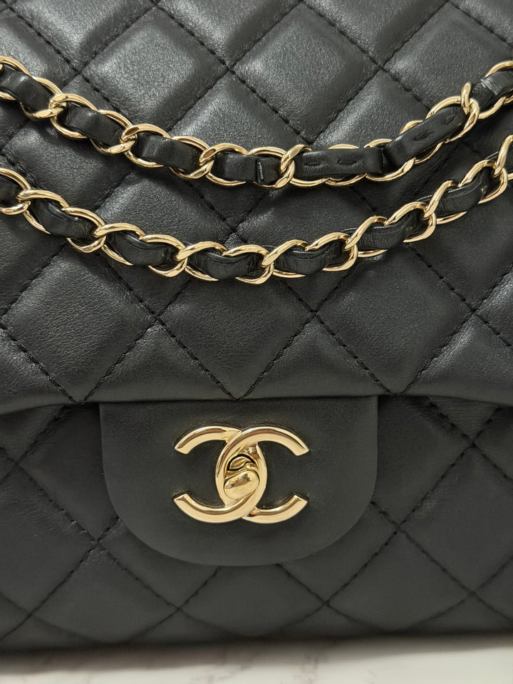 Chanel series 28 19B collection 2019 Black Calf Skin LGHW Small XXL Airliner (40 cms) Single Flap Bag