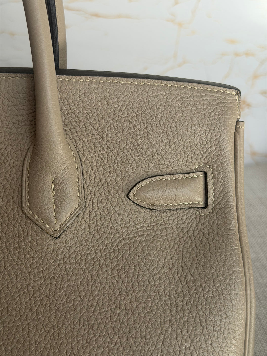 Hermès Gris Tourterelle Togo Leather PHW Birkin 30 Stamp T 2015
