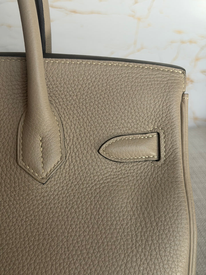Hermès Gris Tourterelle Togo Leather PHW Birkin 30 Stamp T 2015