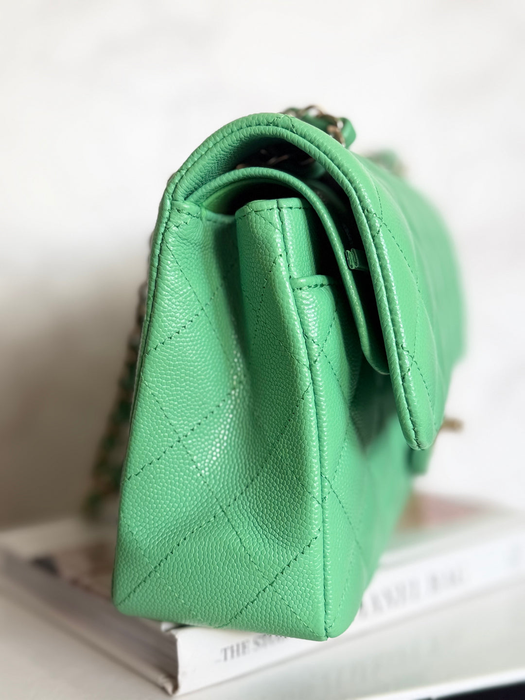 CHANEL 21P Avocado Green Caviar LGHW Small Timeless Classic Double Flap Bag 2021