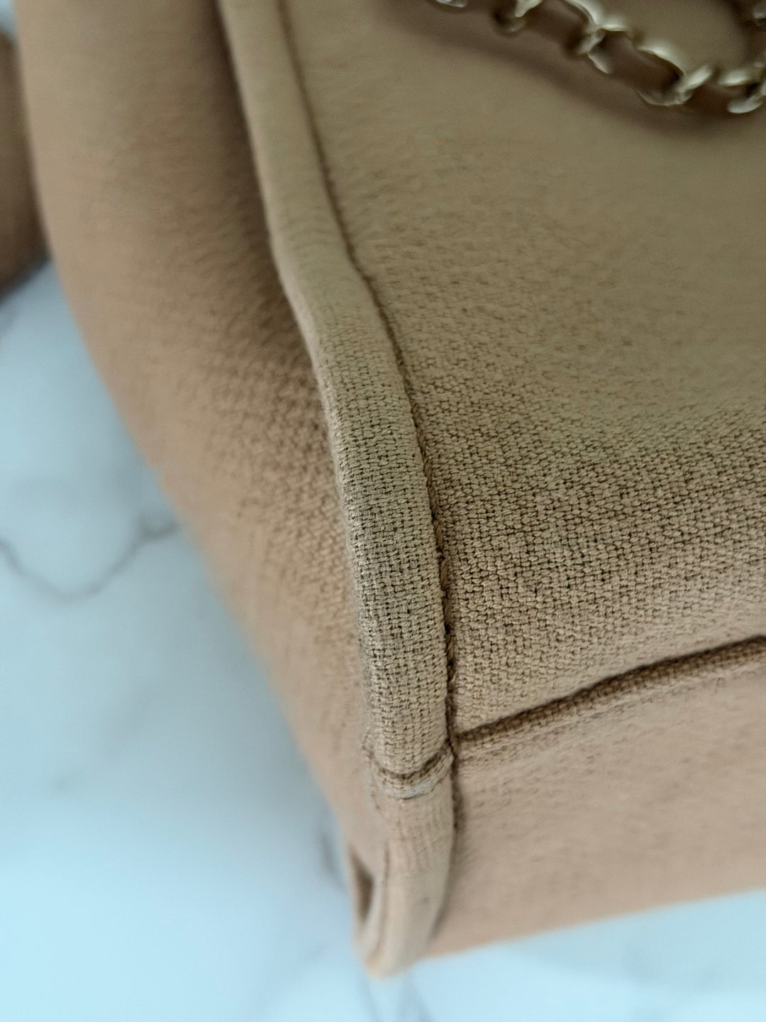 CHANEL 24P collection 2024 Beige Tweed Deauville Tote size Small with top handle LGHW and pouch