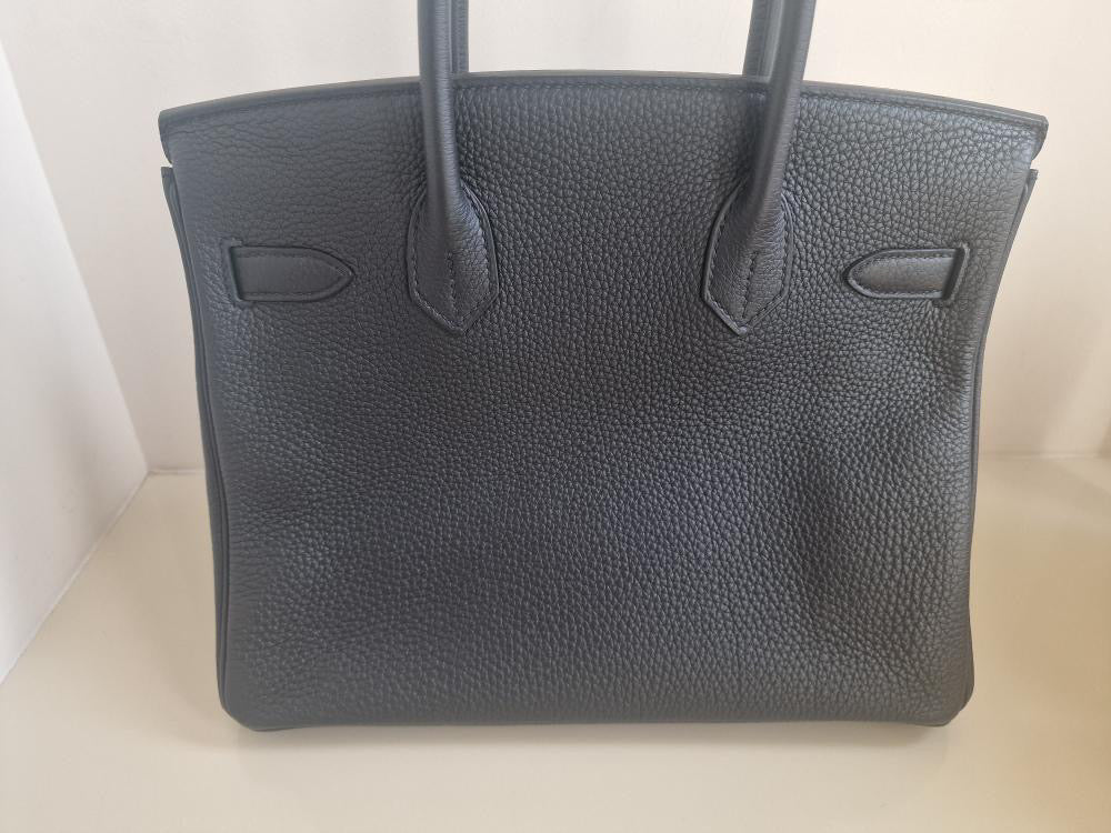 HERMES Noir/Black Togo Leather RGHW Birkin 30 Stamp D 2019