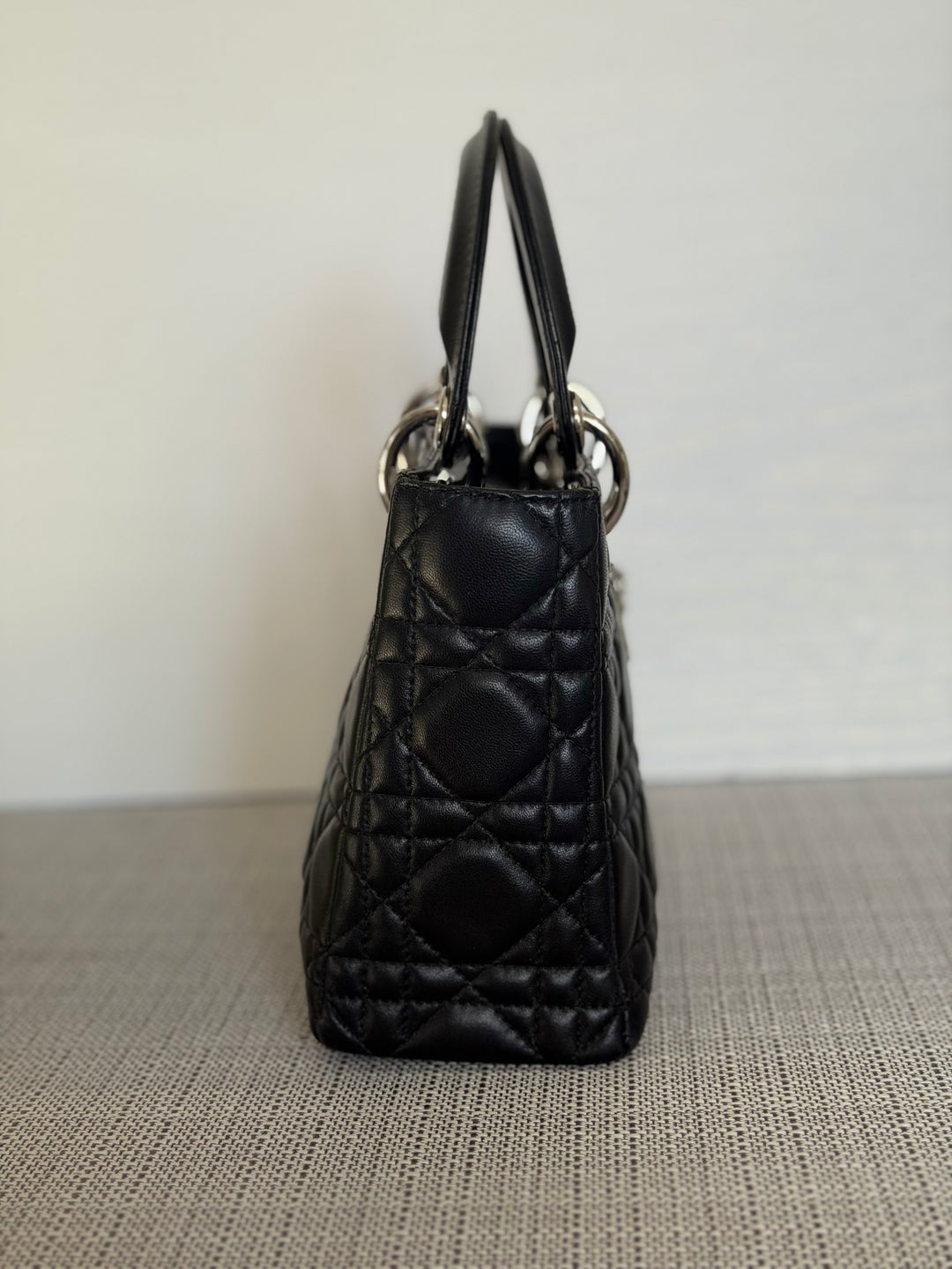DIOR Lady Dior Mini Vintage Black Lambskin Silver hardware SHW 2006