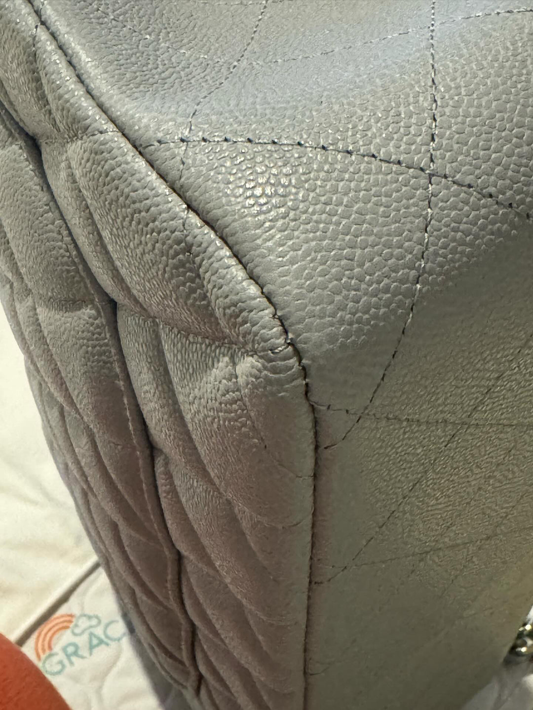 Chanel Grey Caviar LGHW Jumbo Timeless Classic Double Flap Bag (NQ335 23B Grey)