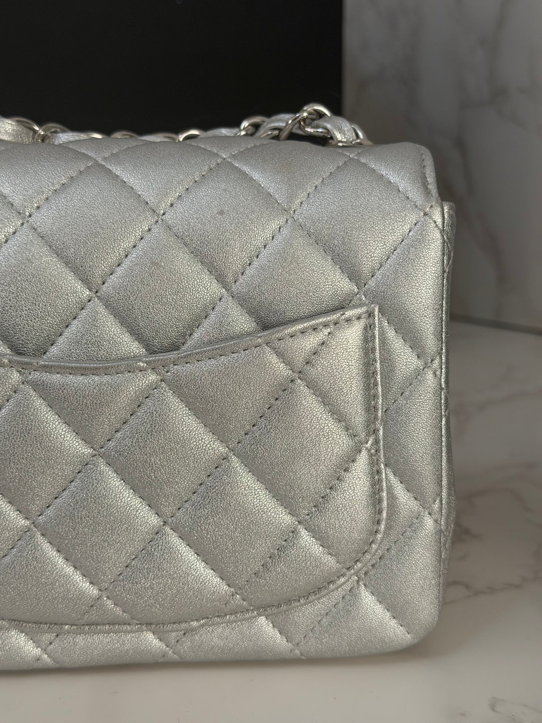 Chanel Series 31 21P Collection Iridescent Silver lambskin SHW Square Mini Flap Bag 2021