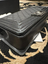 Load image into Gallery viewer, CHANEL series 20 2014/2015 Black Caviar Ruthenium Hardware Old Medium Le Boy Flap Bag
