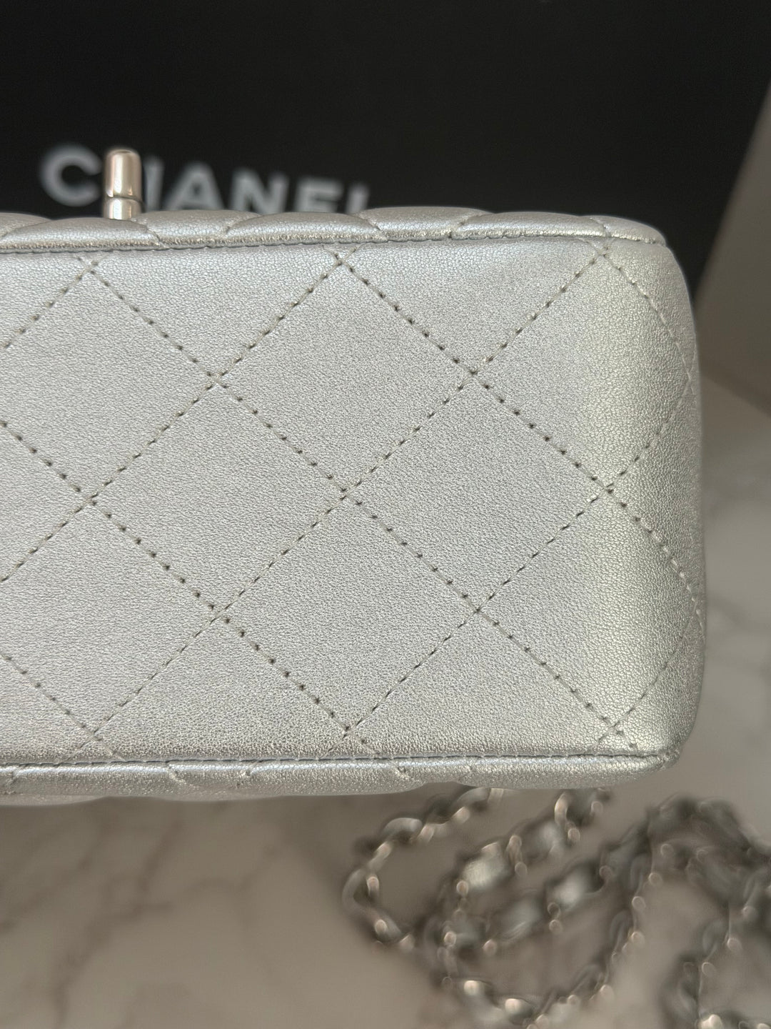 Chanel Series 31 21P Collection Iridescent Silver lambskin SHW Square Mini Flap Bag 2021