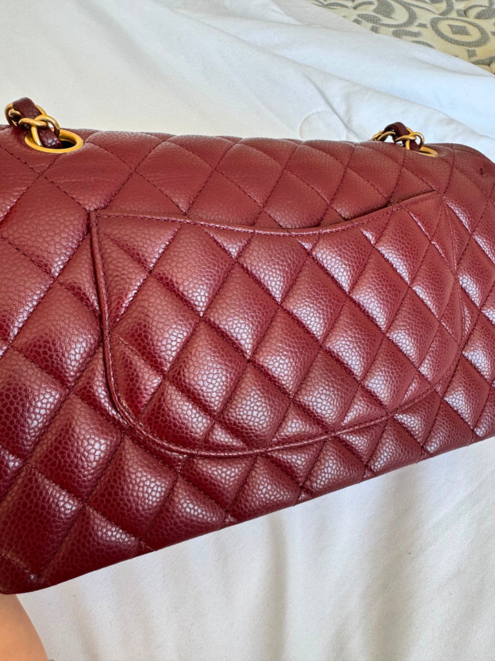 CHANEL series 21 2015 15B Burgundy Caviar GHW Medium ML Timeless Classic Double Flap Bag