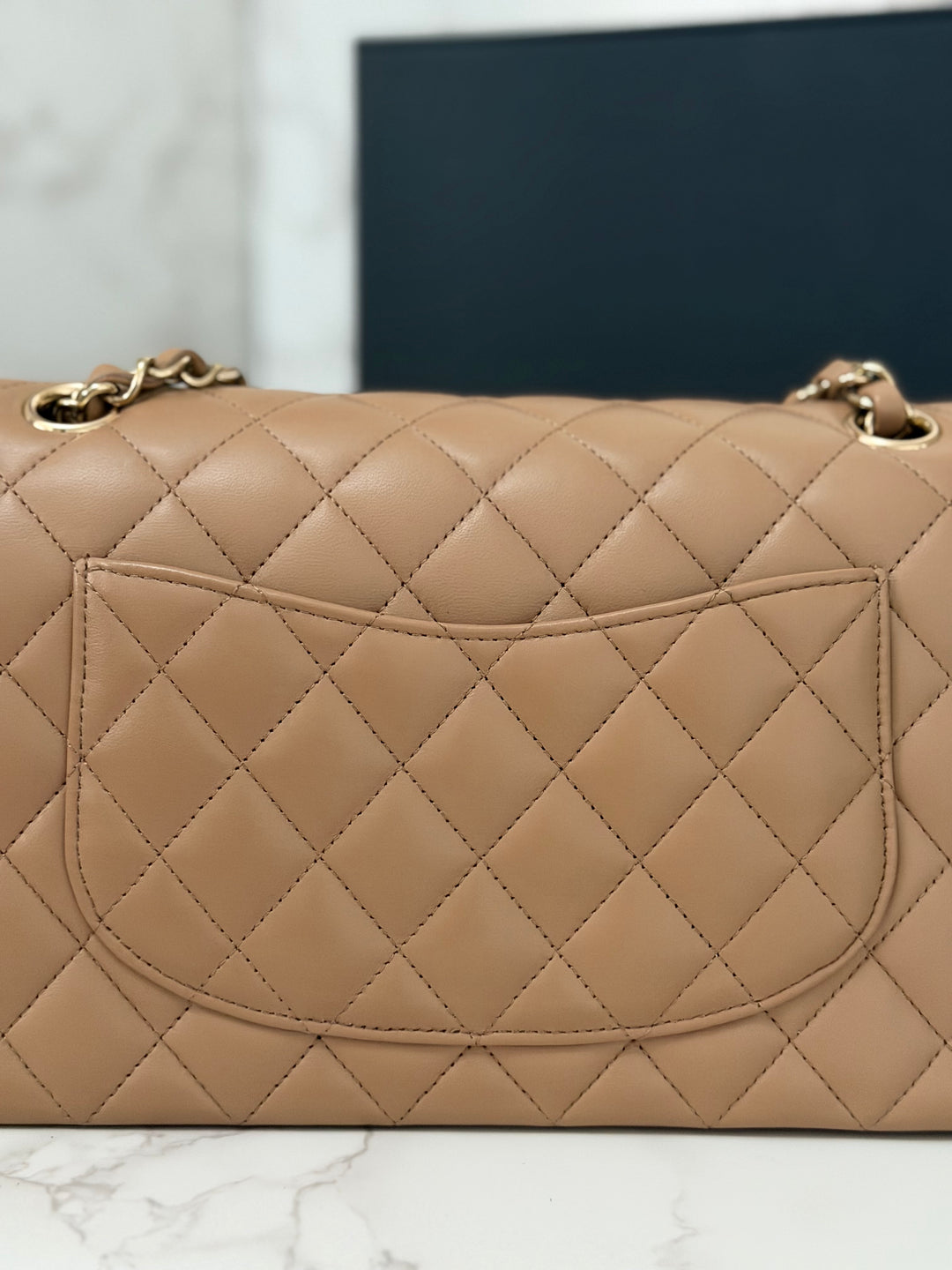 CHANEL 22K collection 2022 Dark Beige Lambskin LGHW Medium ML Timeless Classic Double Flap Bag