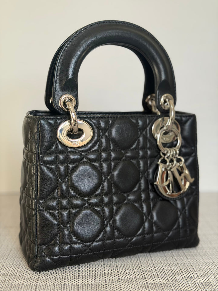 DIOR Lady Dior Mini Vintage Black Lambskin Silver hardware SHW 2006