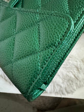 Load image into Gallery viewer, Chanel 18S Emerald Green Caviar LGHW Full size (8 inches) Sarah Flap Wallet
