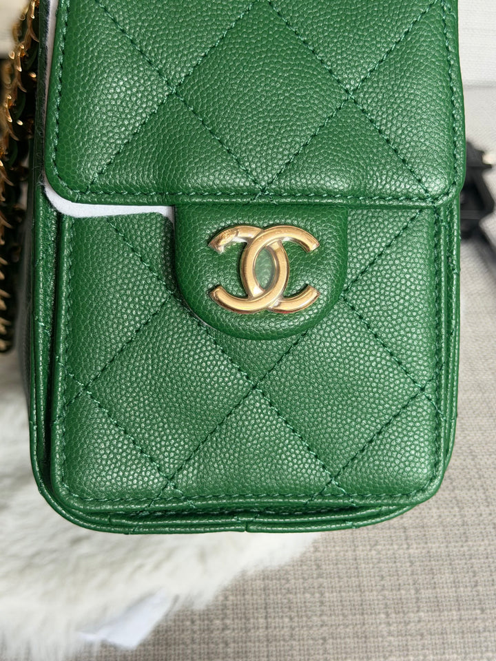 CHANEL Métiers d’art 2026 26A Green Caviar Shiny GHW MINI 25 Hobo Bag