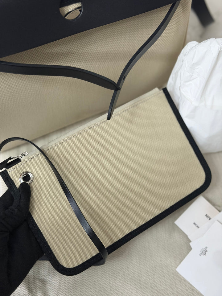 Hermes Herbag Zip 31 Bag in Noir/Beton Palladium Hardware