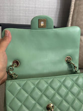 Load image into Gallery viewer, Chanel series 31 21C collection 2020/2021 Pastel Mint Green Lambskin Champagne GHW Mini Rectangular Flap Bag
