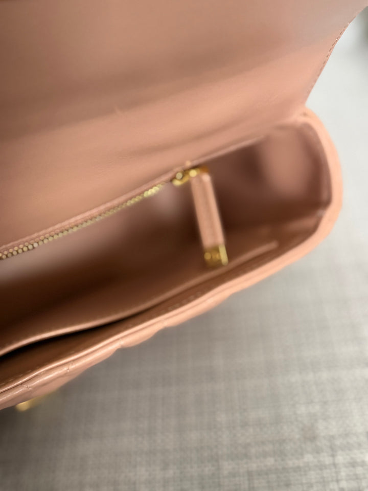 Dior Caro Flap Bag in Rose De Ven Calfskin GHW Medium 25 cms