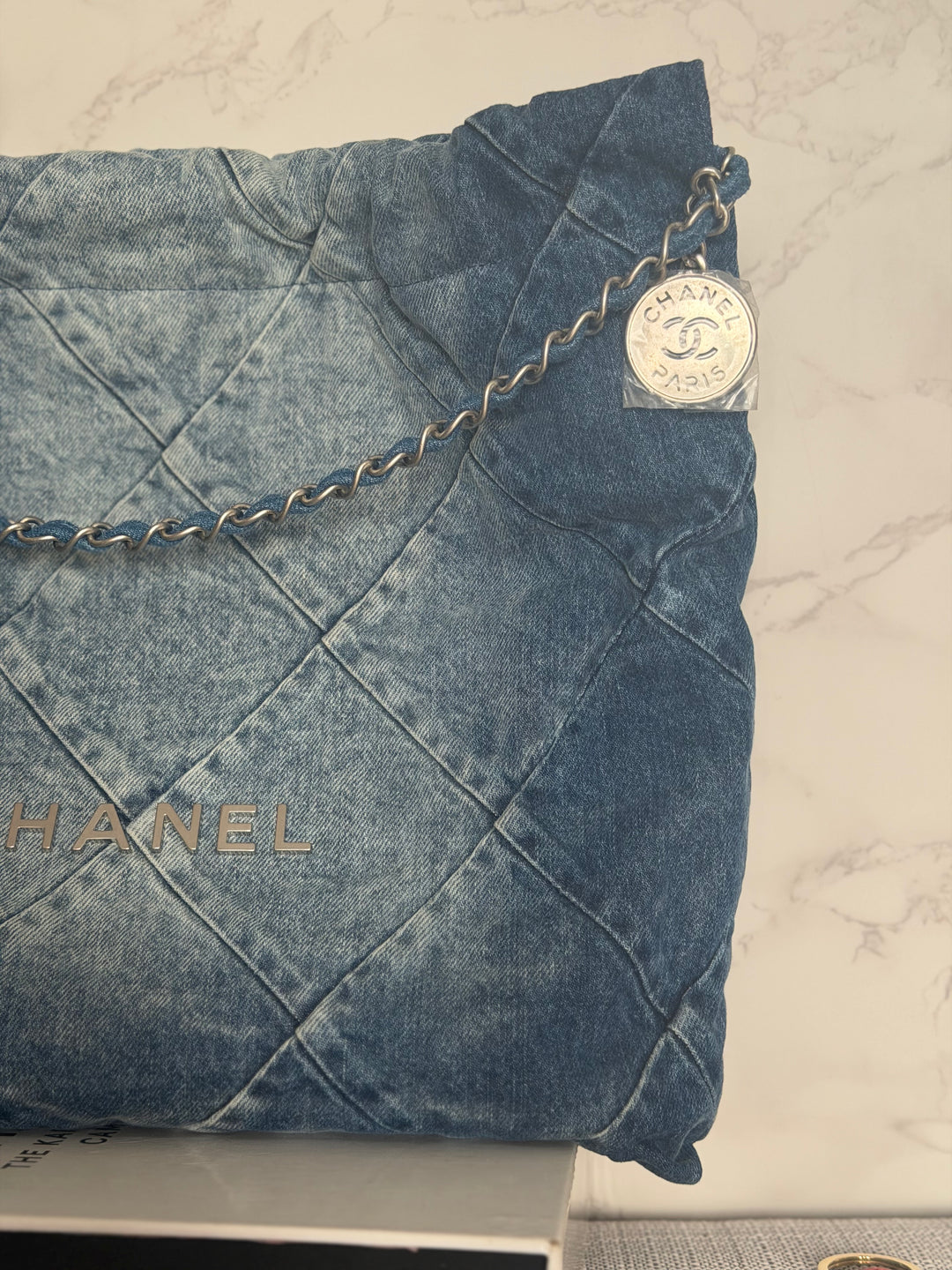 CHANEL Denim 22 Hobo Bag size Medium SHW with detachable pouch 2022