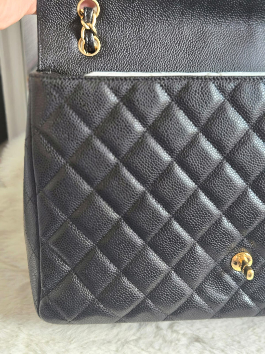 Chanel series 13 2010 Black Caviar Maxi Single Flap Bag with GHW
