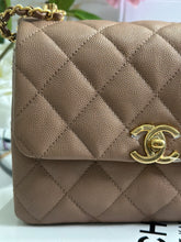 Load image into Gallery viewer, Chanel 22K Pre Fall/Winter 2022 Collection Dark Beige Caviar Aged GHW Coco First Mini Flap Bag
