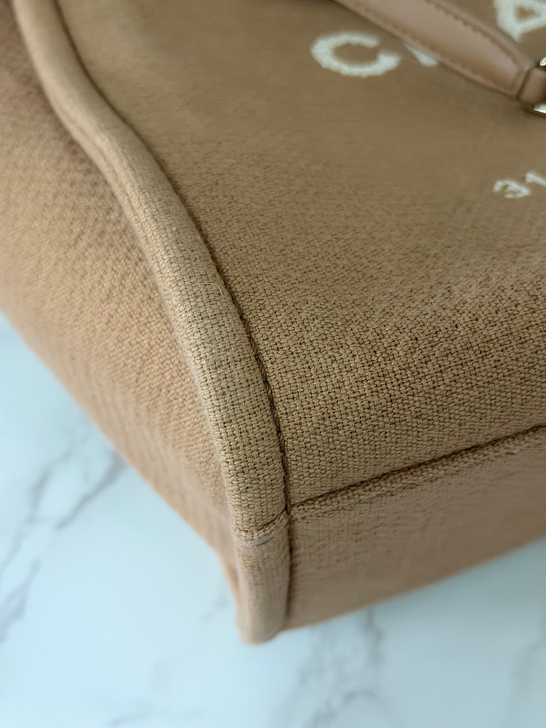 CHANEL 24P collection 2024 Beige Tweed Deauville Tote size Small with top handle LGHW and pouch