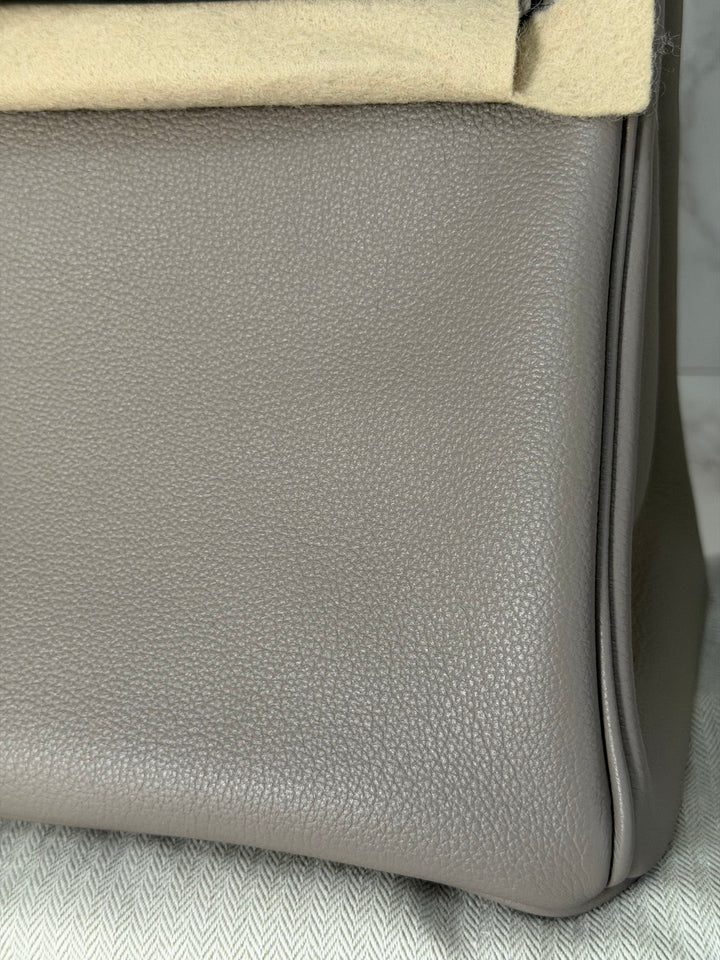 HERMES Gris Asphalt Leather Birkin 30 Bag Palladium Hardware Stamp D 2019