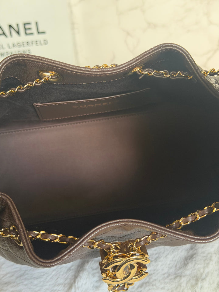 CHANEL 26B Chocolate brown Caviar LGHW 25 Hobo Bag size Small 2026