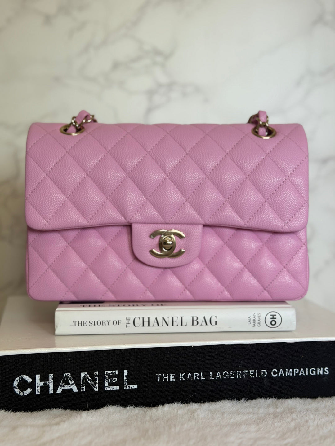 CHANEL 23P Mauve Pink Caviar Small Timeless Classic Double Flap Bag 2023