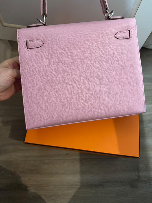 HERMES Mauve Sylvester PHW Kelly 25 Epsom Sellier