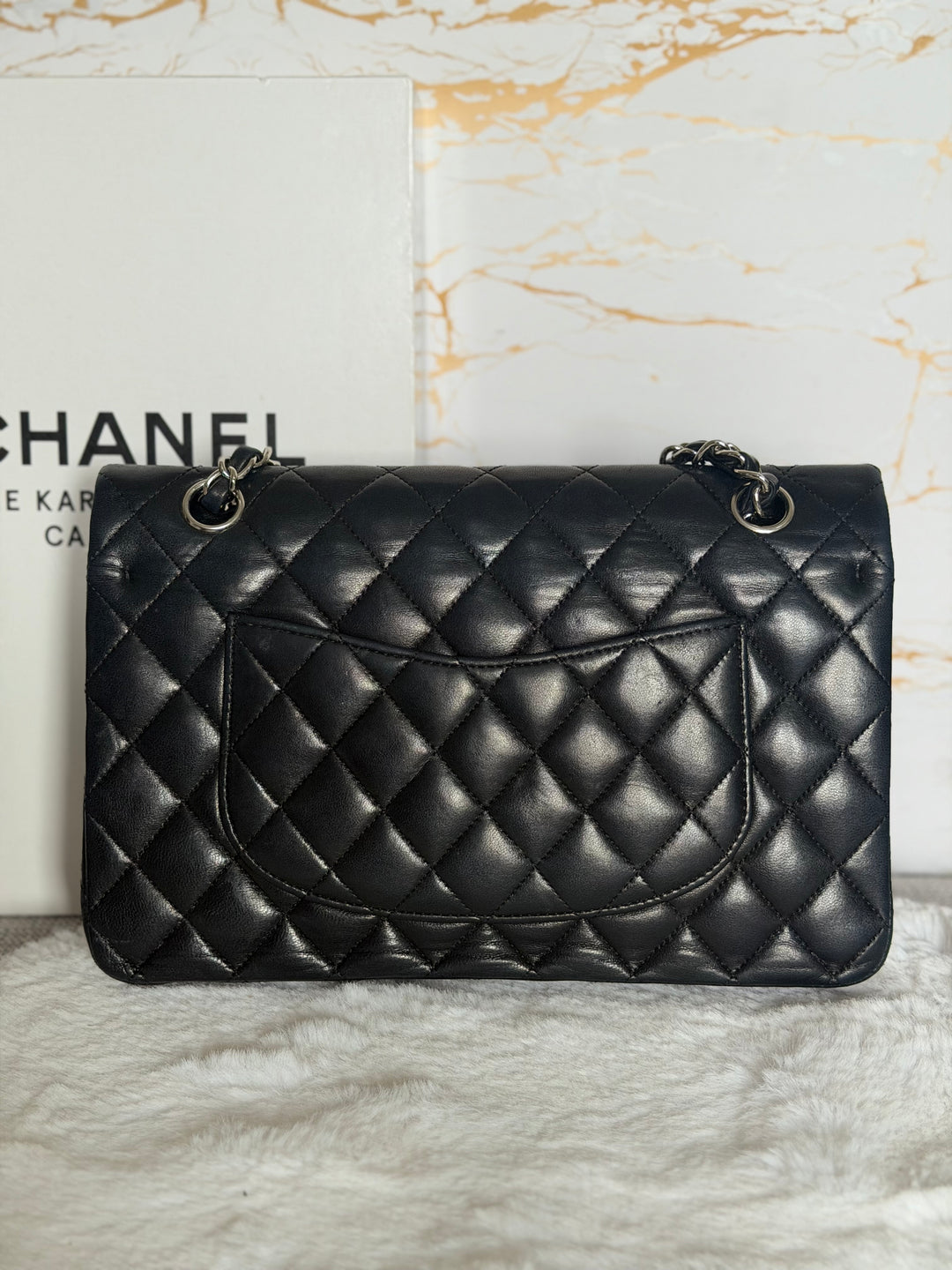 CHANEL series 12 Black Lambskin SHW Medium ML Timeless Classic Double Flap Bag 2011