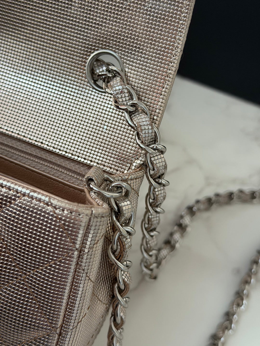 CHANEL series 21 16C 2016 Pixel Pinky Gold Calf Skin SHW Mini Rectangular Flap Bag