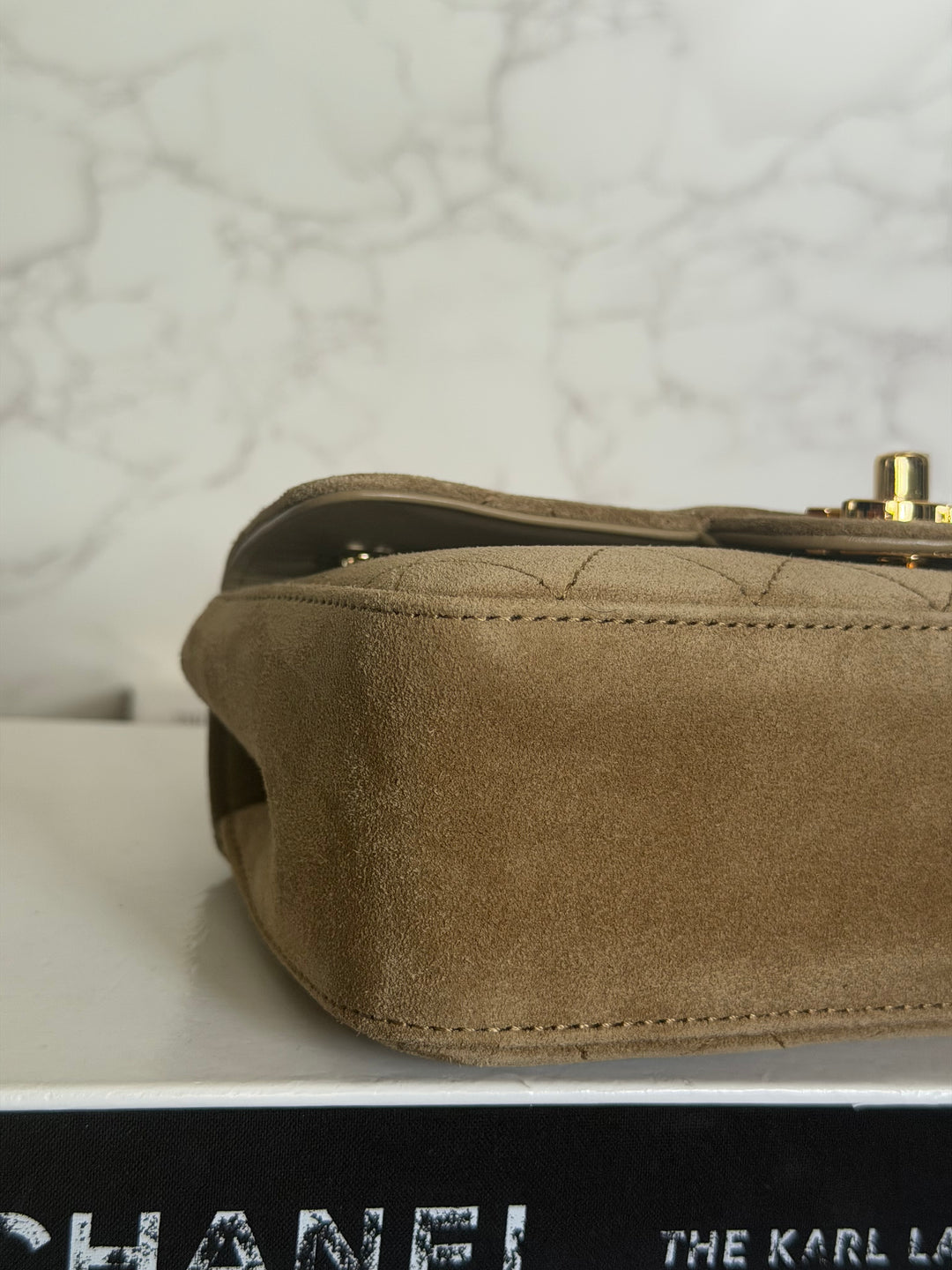 CHANEL 26B Beige Suede Matthie Blazy Mini Flap Bag GHW 2026