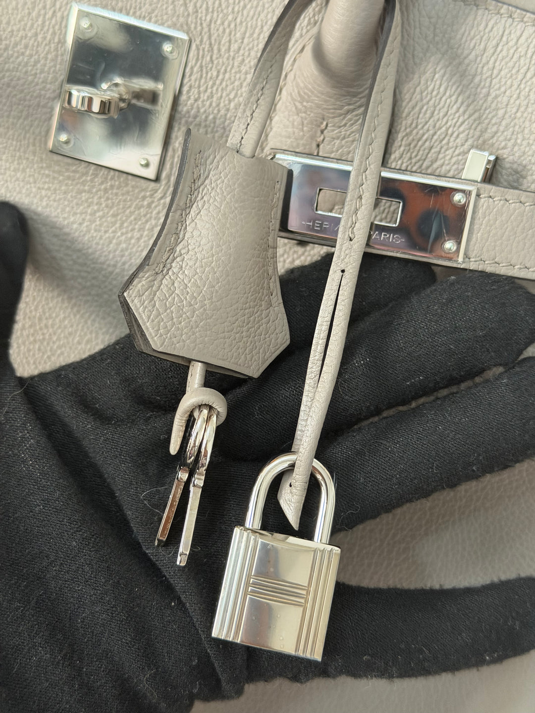 HERMES Gris Asphalt Leather Birkin 30 Bag Palladium Hardware Stamp D 2019